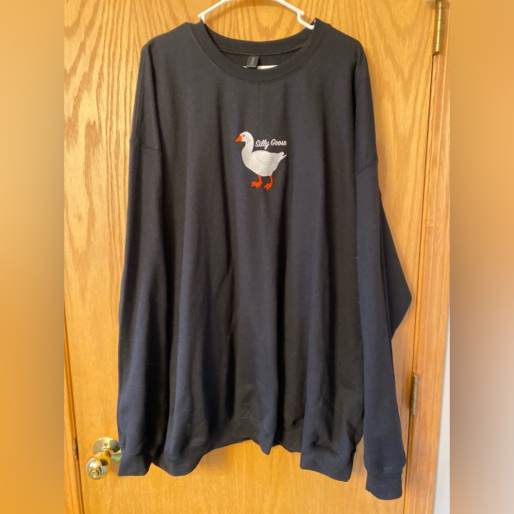 NEW MoeSews Silly Goose Black Embroidered Pullover Crewneck Sweatshirt size 5x